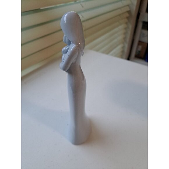 Mother Holding Baby Figurine 9” Blue Ceramic Unique Gift Shower Nursery Decor - Picture 3 of 7